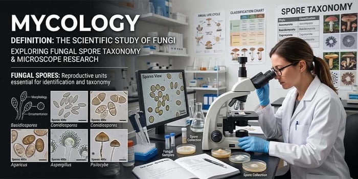 mycology definition fungal spore taxonomy microscope research