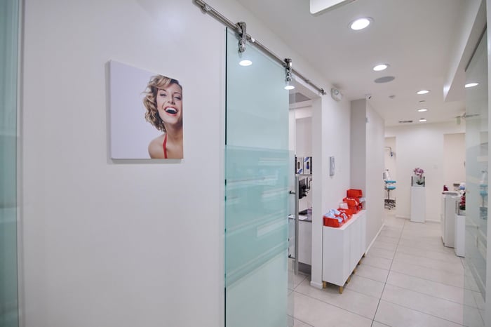 A view of a dental clinic's hallway