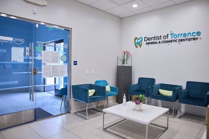 A lobby of a dental clinic