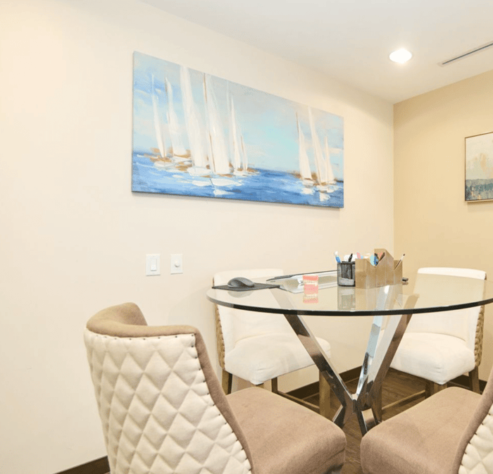 A lobby of a dental clinic