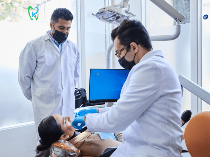 A person talking to a patient