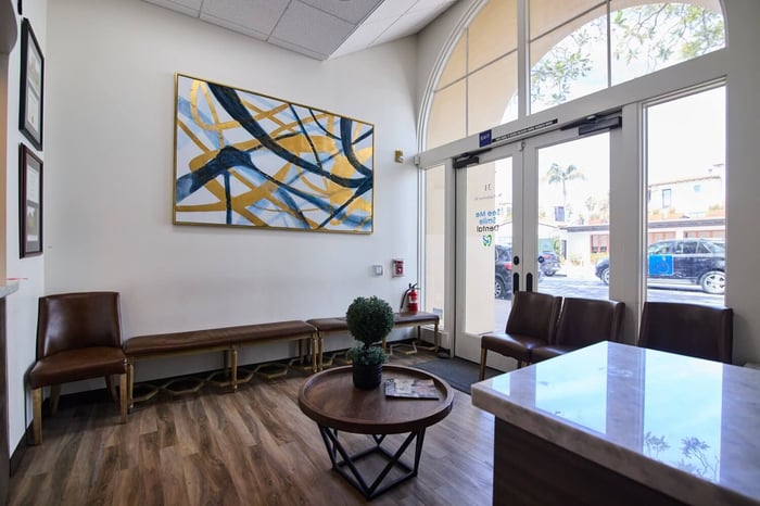 A lobby of a dental clinic