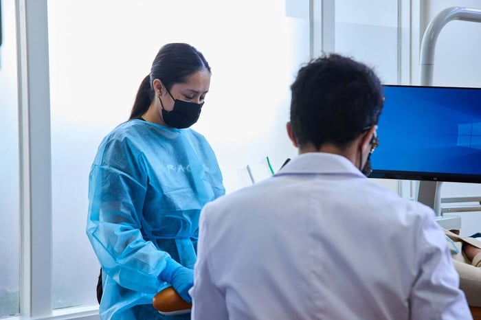 Two person talking to each other