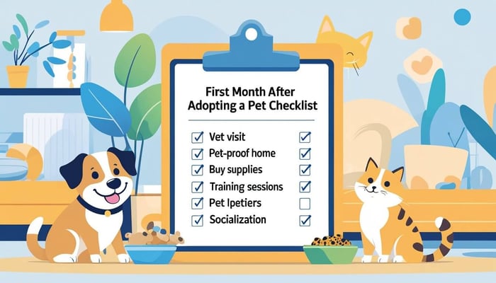 A checklist surrounded by pets