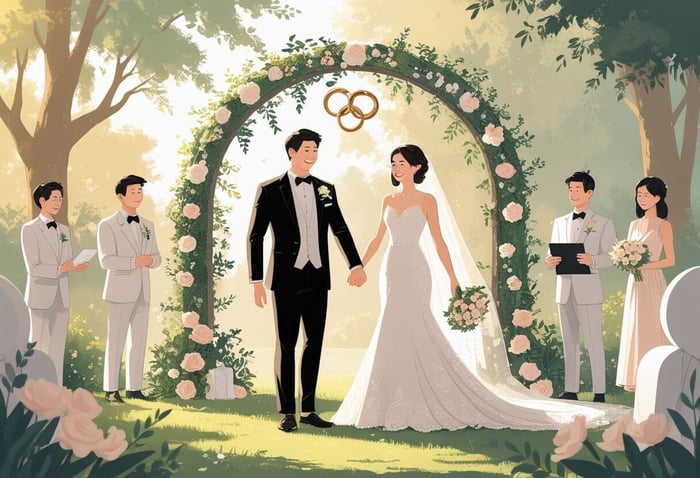 A garden wedding ceremony