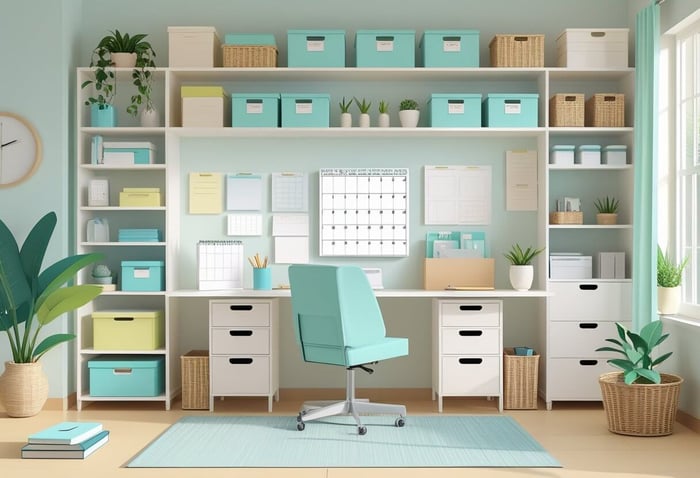 A chair and a table on a room