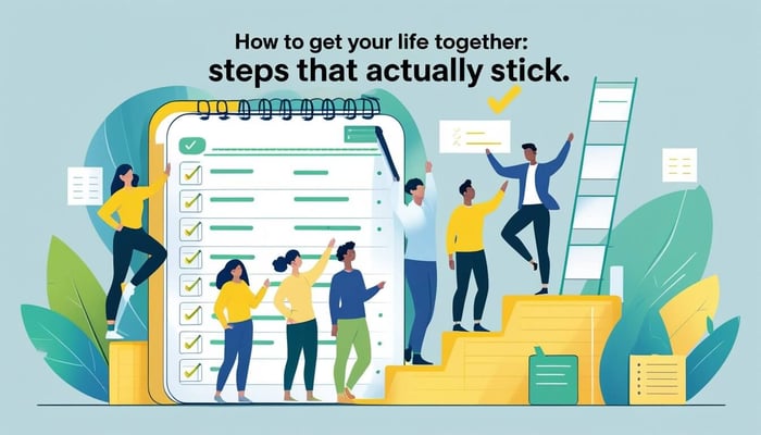 A group of person climbing steps