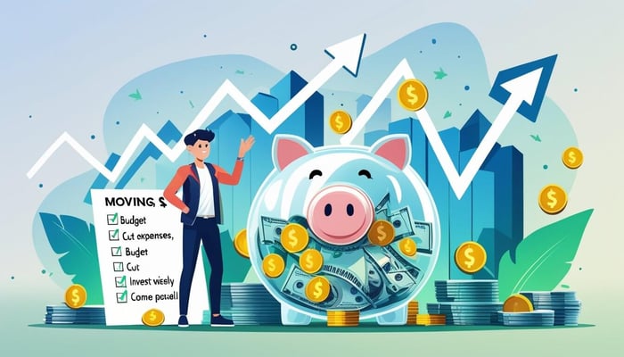 A person next to a piggy bank