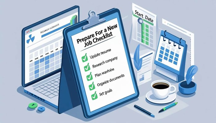 A photo of a laptop and a checklist