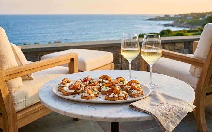 Summer Food & Wine Pairing: Grilled Peach & Burrata Crostini