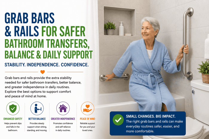 Grab Bars and Rails for Safer Bathroom Transfers, Balance, and Daily Support