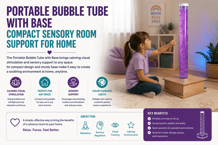 Portable Bubble Tube With Base Compact Sensory Room Support for Home