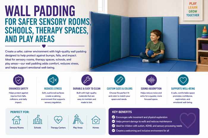 Wall Padding for Sensory Rooms, Schools, Therapy Spaces, and Play Areas