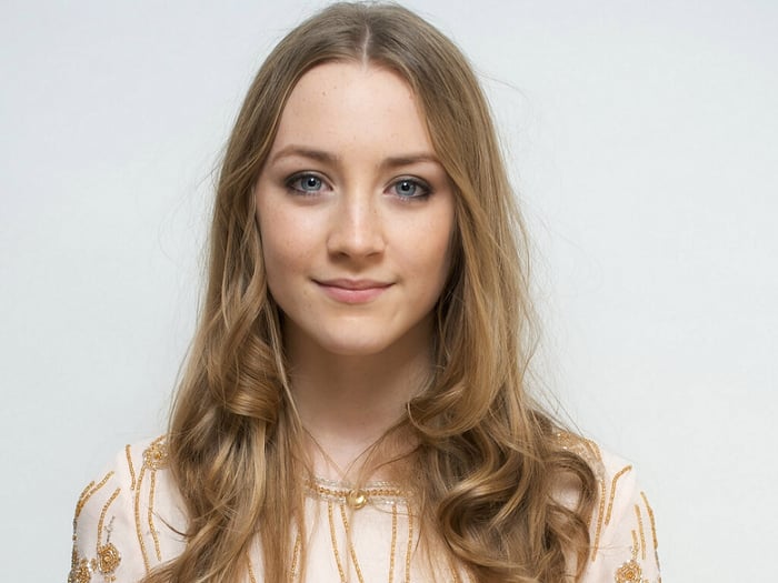 Saoirse Ronan with clear, healthy skin showcasing natural beauty and porcelain complexion