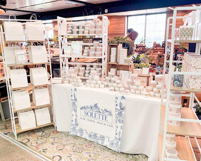 a recap of our trip to burlington vt with a nice photo of our table display of products for solette