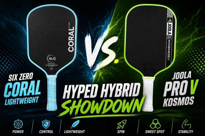 JOOLA Pro V Kosmos vs. Six Zero Coral Lightweight: Hyped Hybrid Showdown