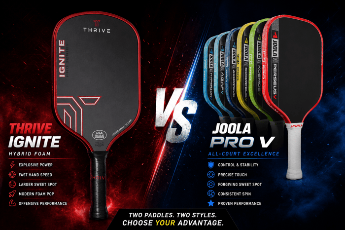 Thrive Ignite vs JOOLA Pro V: The New Challenger to the King of All-Court Paddles