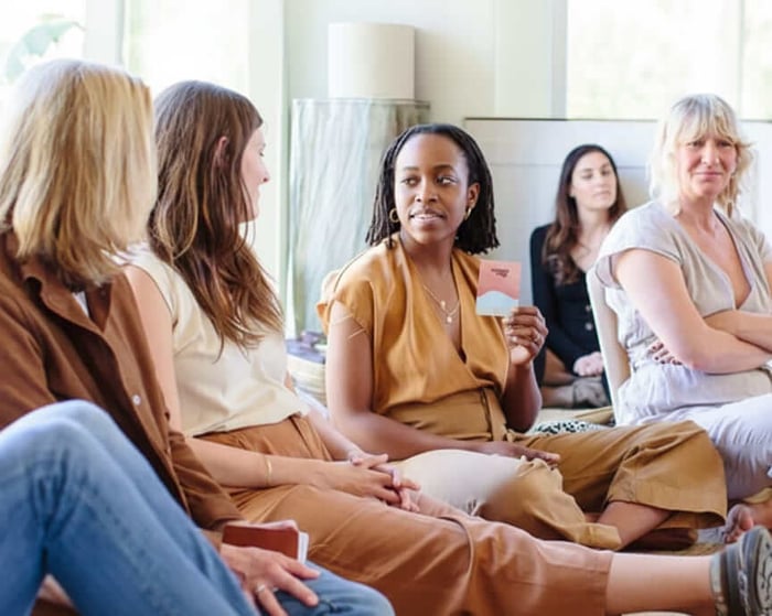 A women's sharing circle using Scenario Cards to foster vulnerability and deep community connection.