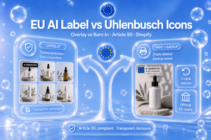 EU AI Label vs Uhlenbusch Icons: Overlay or Burn-In?