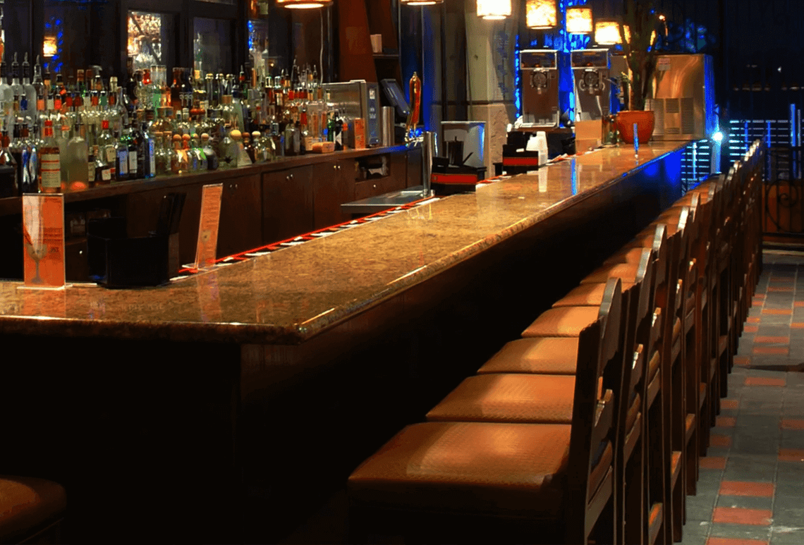 Bar Worktops With An Overhanging Edge