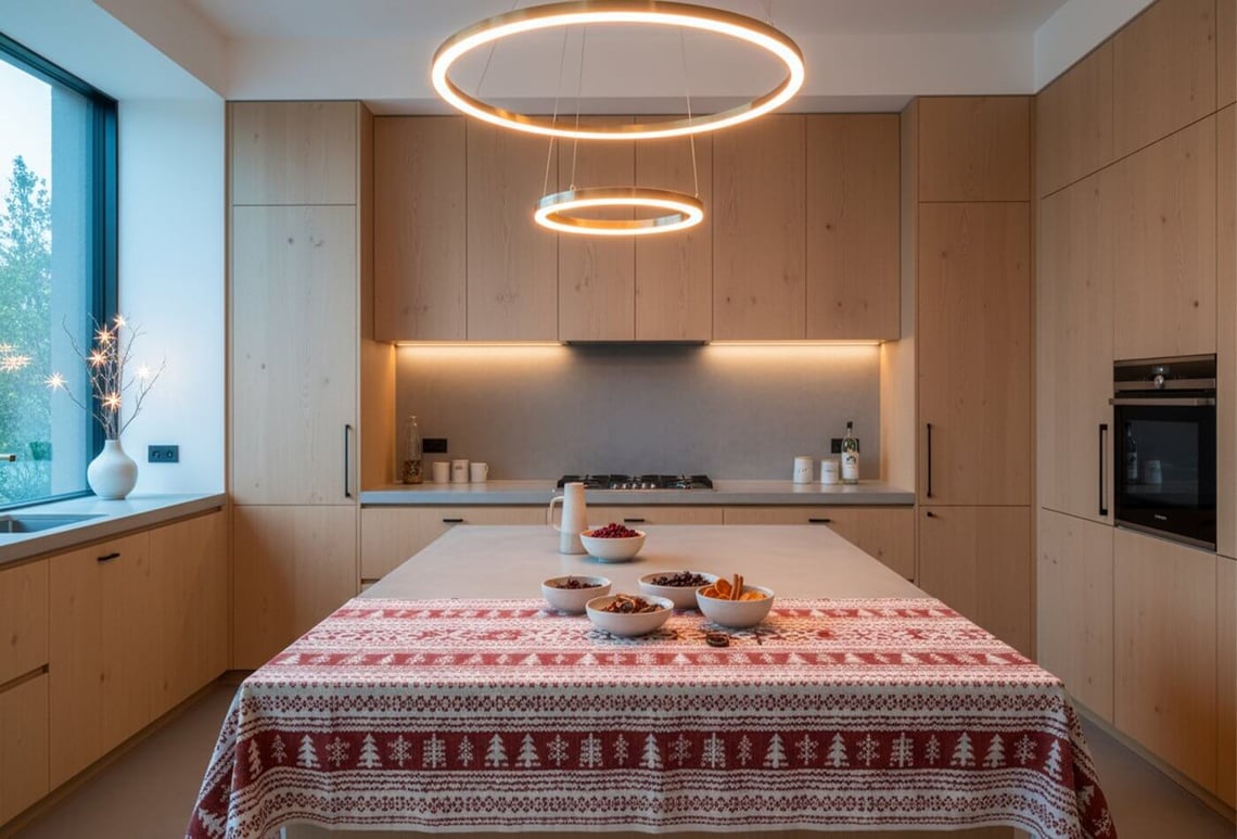 1. Beautiful Christmas Kitchen Tablecloth