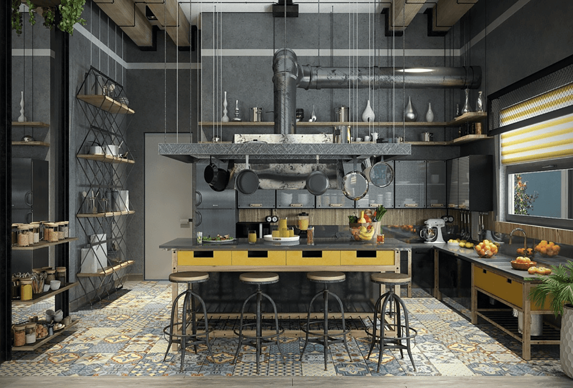 A Modern Industrial Kitchen Brings Off A Beneficial Function