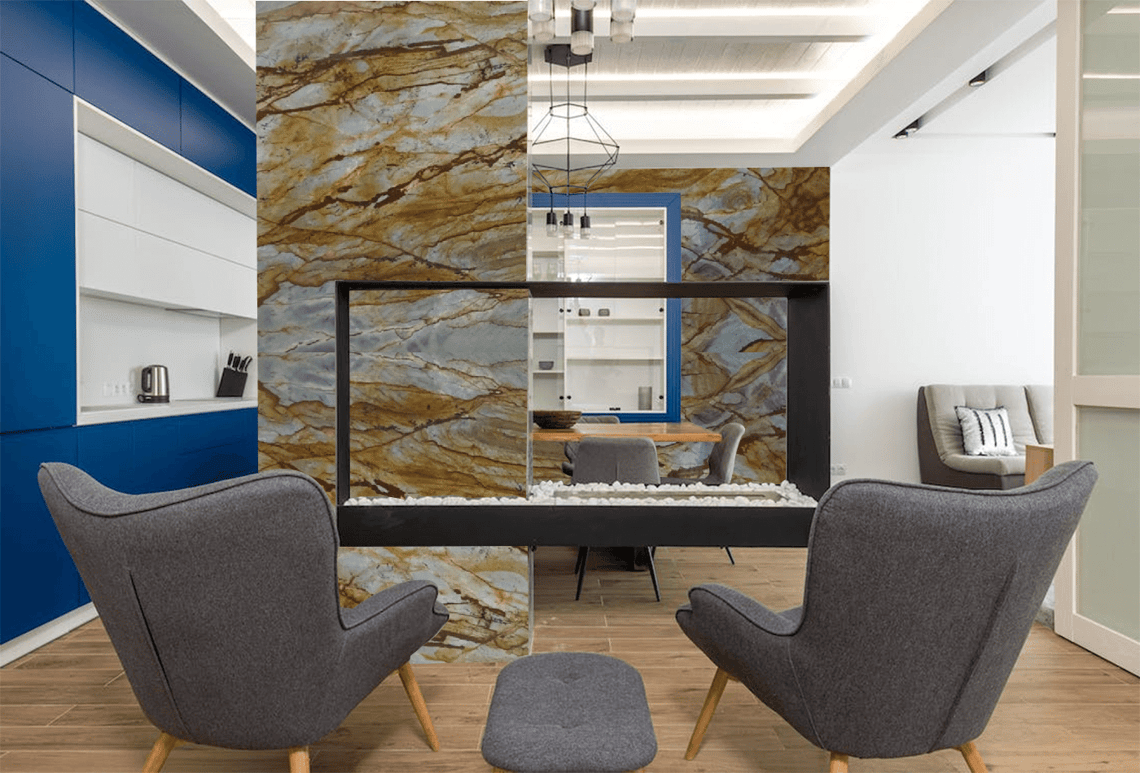 Blue Mare Exotic Quartzite; Unique Style Renovation