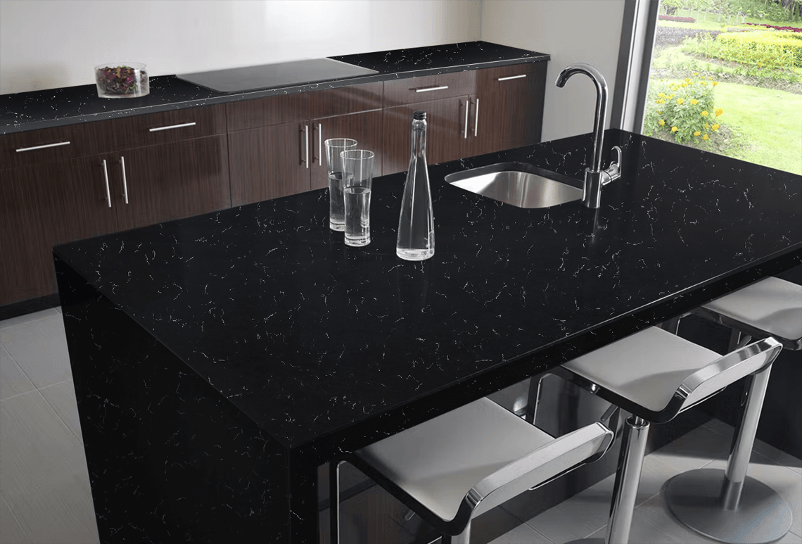 Irish Black Quartz; Commercial and Residential Designs