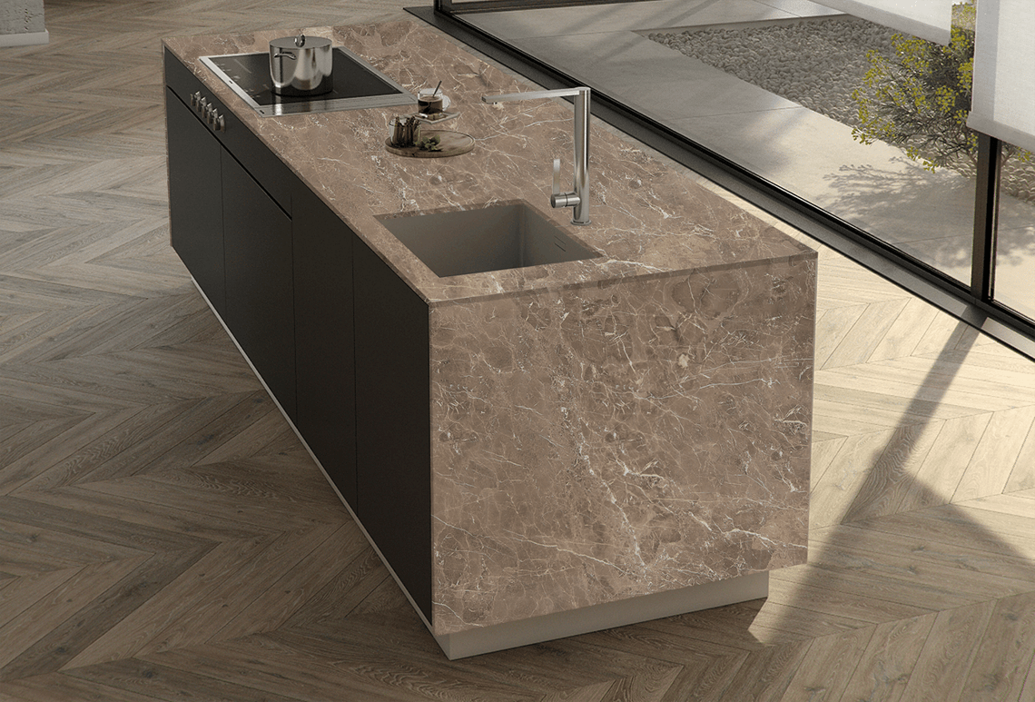 Sonic Brown Marble Installation UK - Worktop & Splashbacks