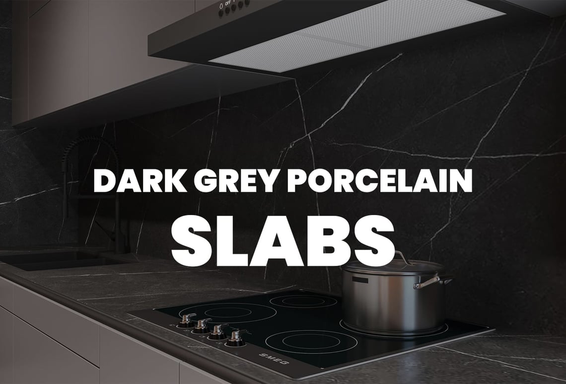 dark grey porcelain slabs