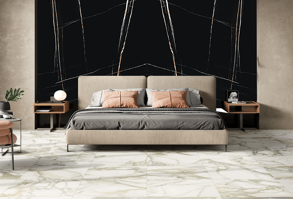 Install Sahara Noire Extra Marble Bookmatch for Focal Point