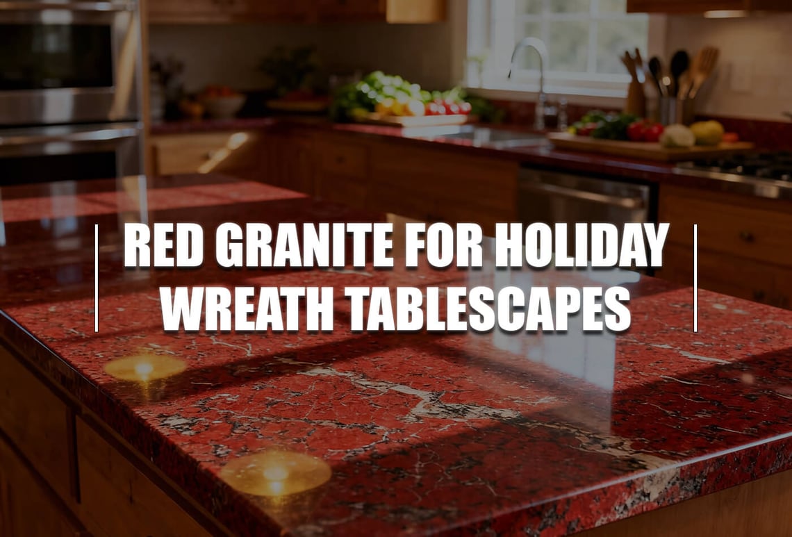 red granite for holiday wreath tablescapes