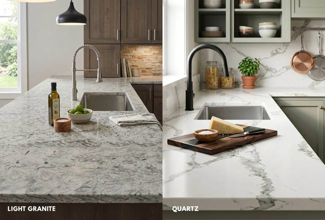 Light Granite Vs Quartz Worktops