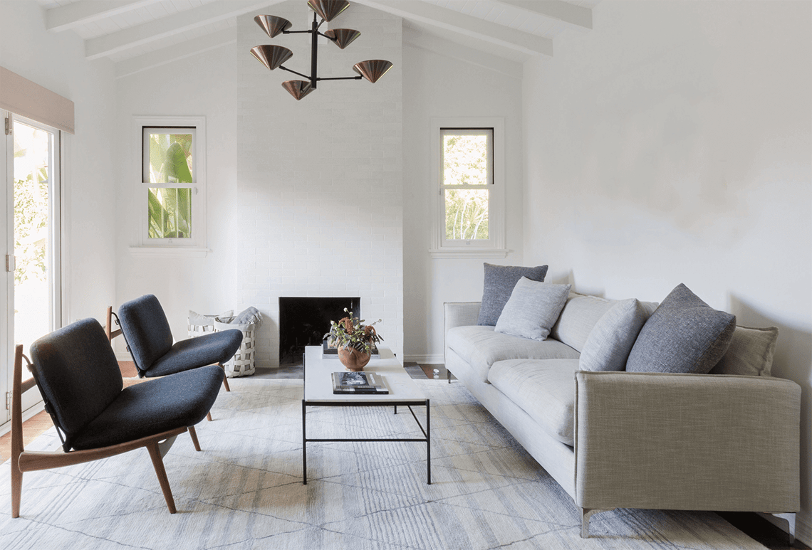 Scandinavian Living Room and Bathroom