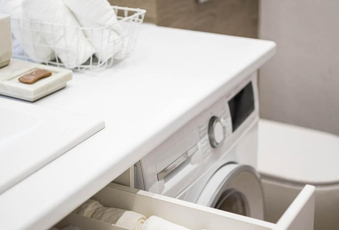 3. Smart Storage Worktops with Cabinets: