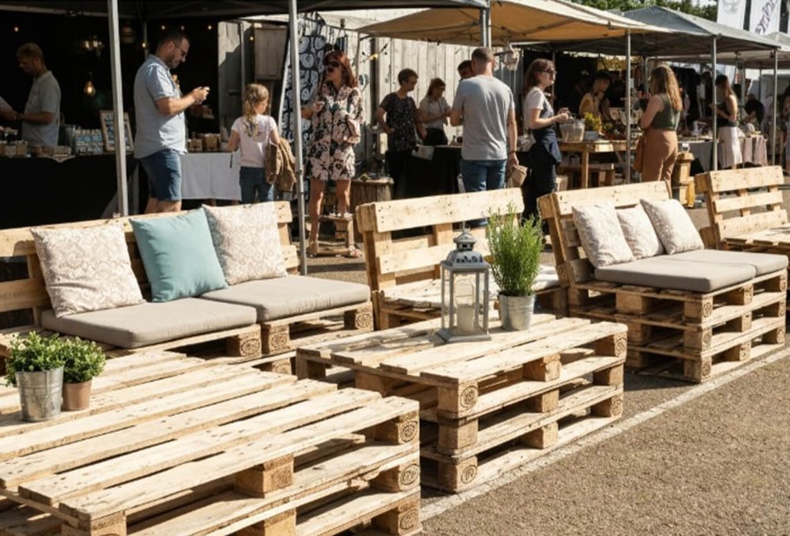 8. Turn pallets into temporary or event-build furniture