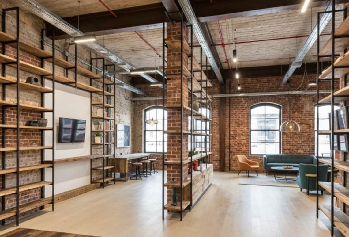 Use salvaged materials in mixed-material office and retail fit-outs