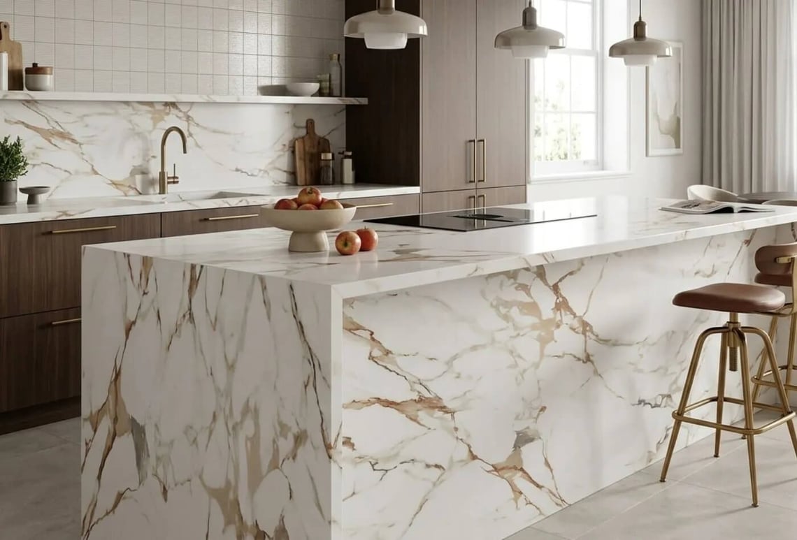 3. Waterfall Kitchen Islands