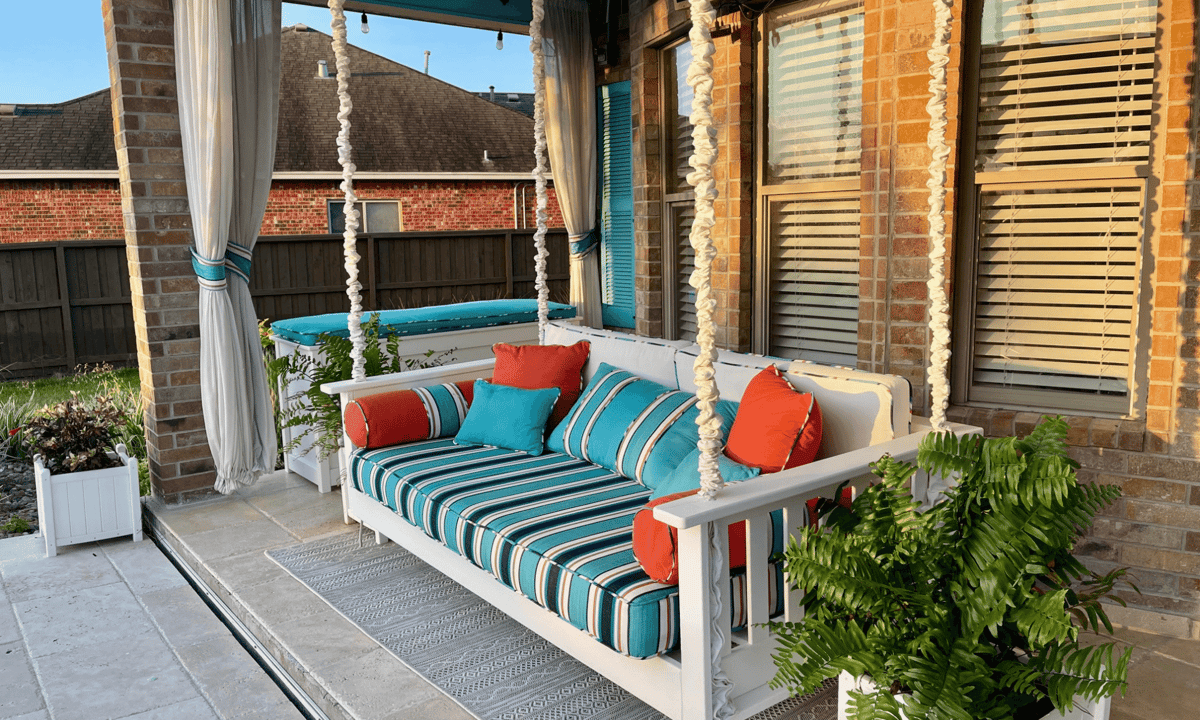 Polywood, Outdoor Swing, Custom, Marine Grade Outdoor Cushions and Pillows, Riviera Outdoor Decor, Corpus Christi, Texas
