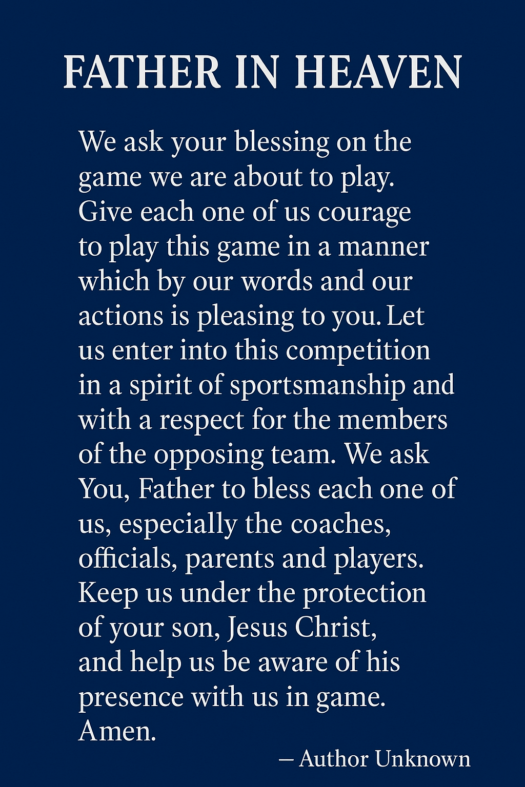 pregame athlete's prayer