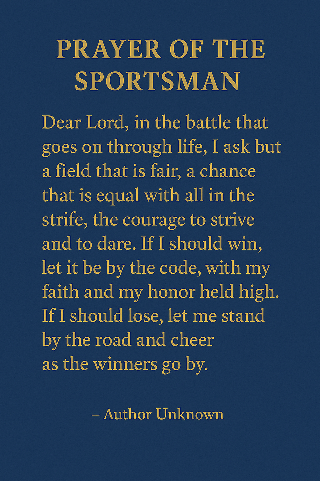 sportsman prayer