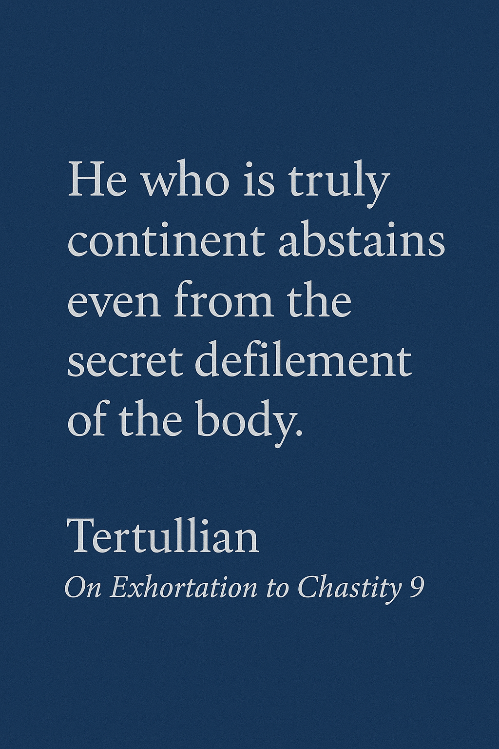 Tertullian on Masturbation or Jerking off