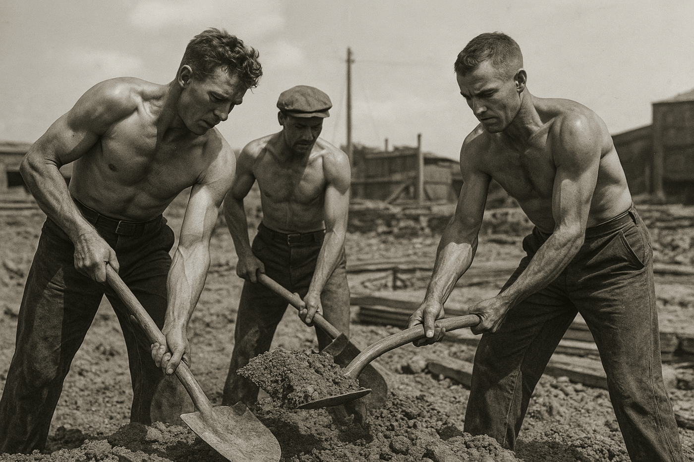 men working together