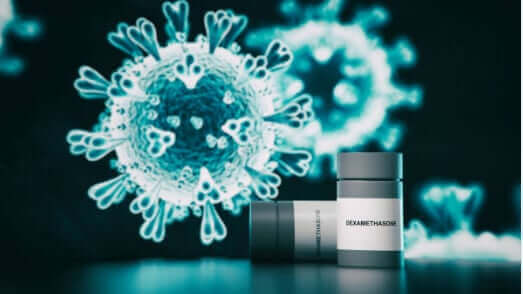 Dexamethasone corticosteroid medication tablet form used with tetrahydrocurcumin for enhanced asthma treatment