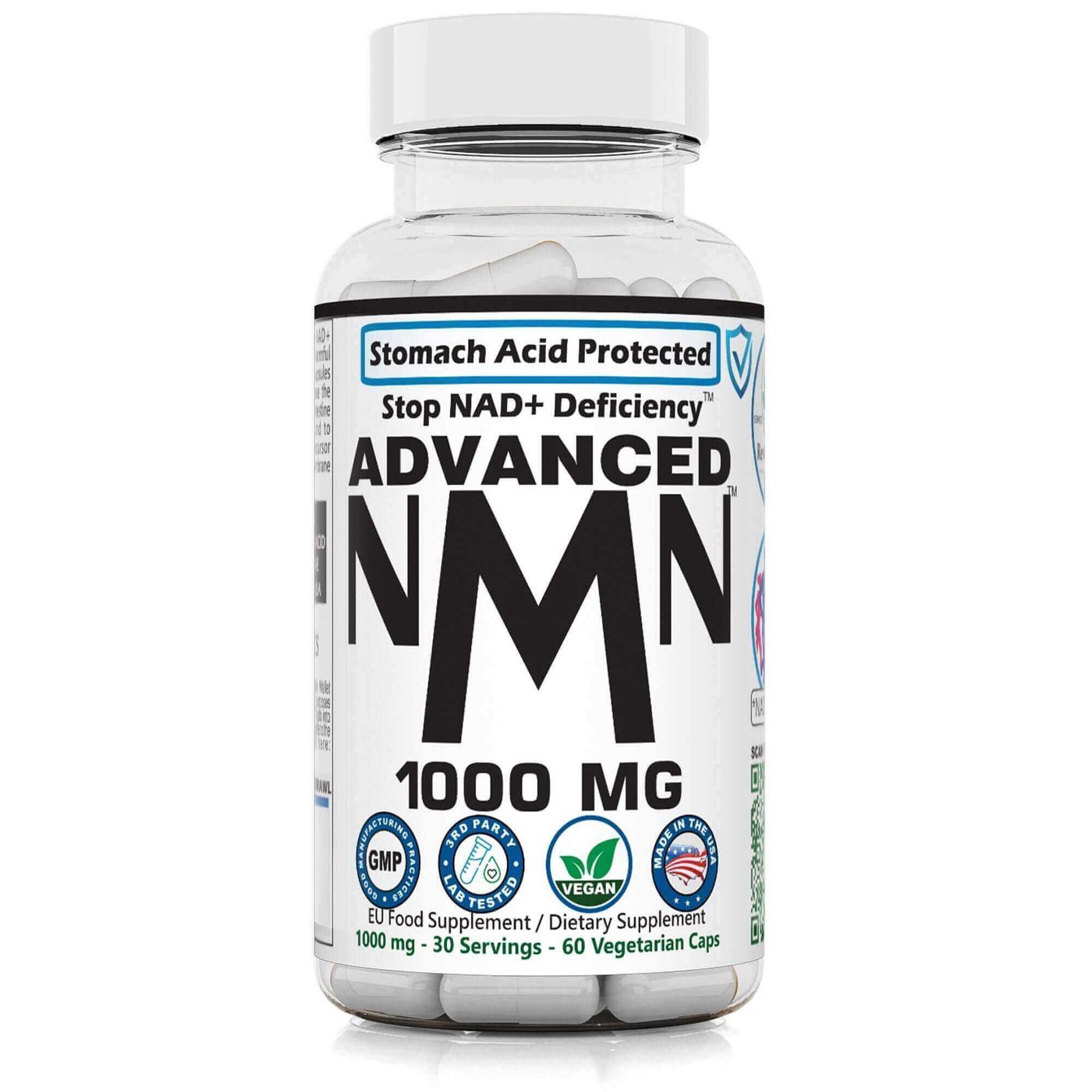RevGenetics Advanced NMN 1000 capsules, NAD+ precursor for the longevity stack