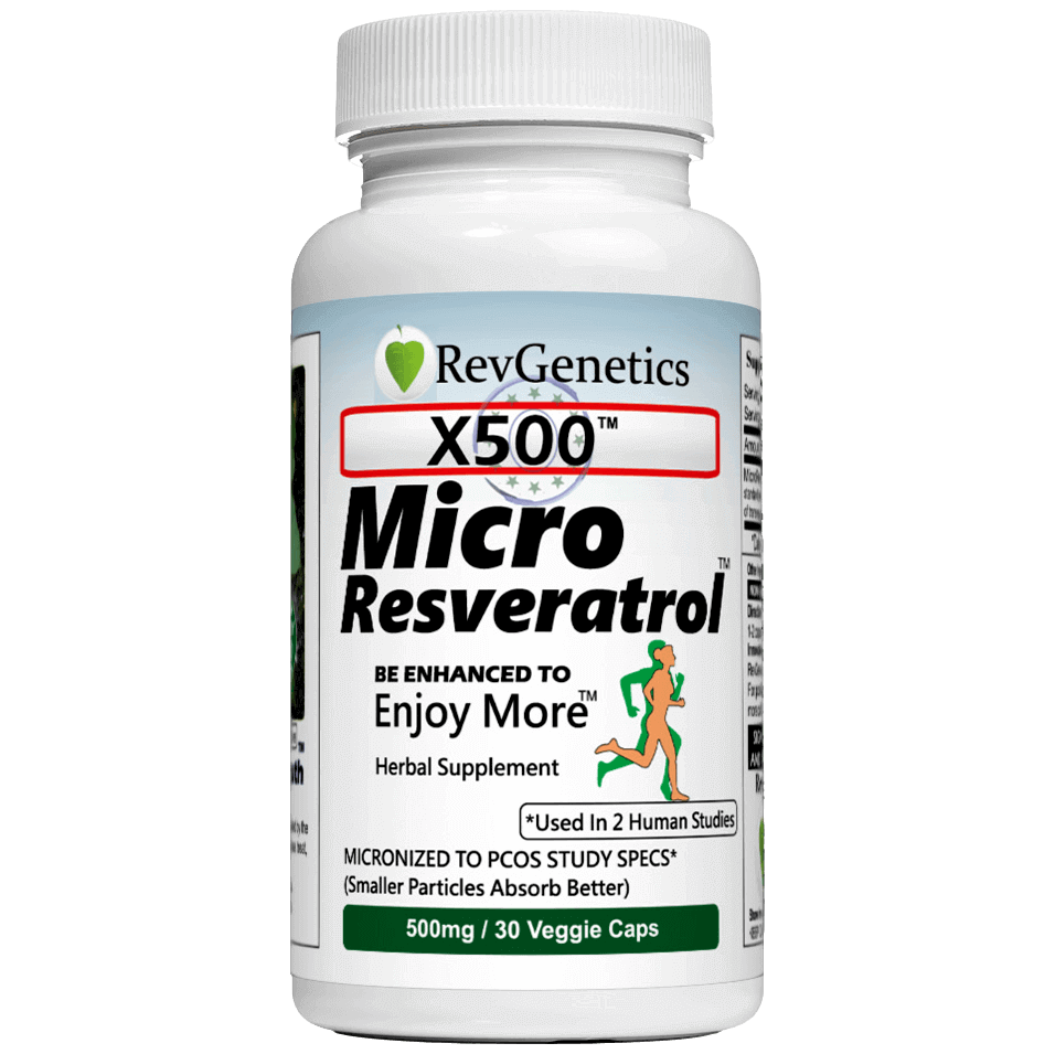 X500 Micro Resveratrol supplement capsules used in clinical fat-burning hormone study
