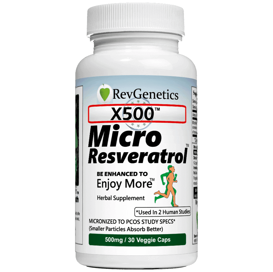 X500 Micro Resveratrol supplement capsules used in clinical fat-burning hormone study