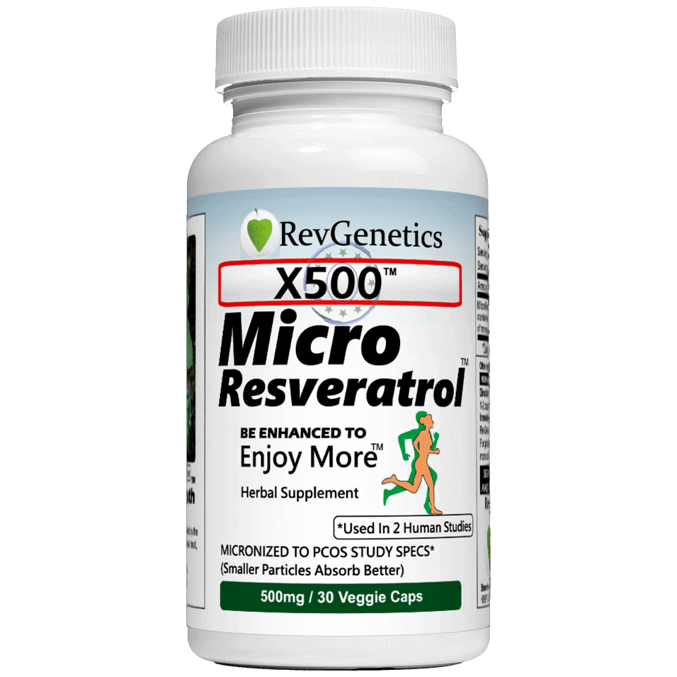 X500 Micro Resveratrol supplement capsules used in clinical fat-burning hormone study