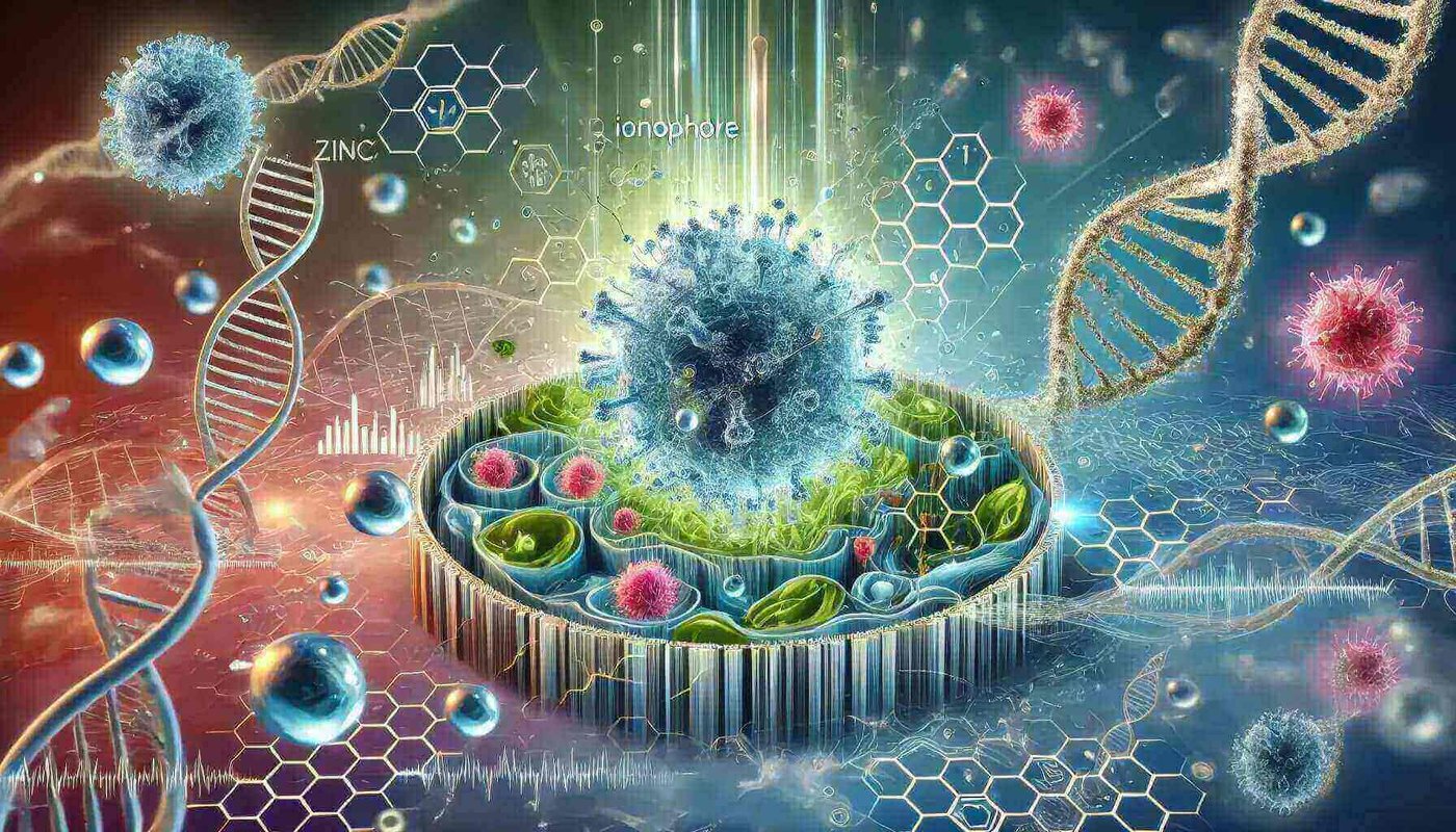 Natural ingredients and ionophore zinc supplements demonstrating advanced mineral delivery systems for longevity and healthy aging applications