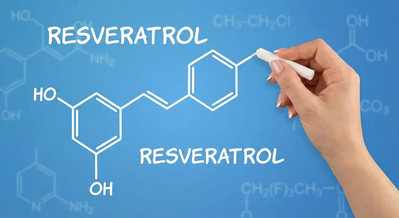 3D molecular structure of resveratrol compound showing cancer-fighting properties